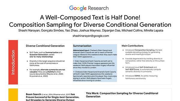 A Well-Composed Text is Half Done! Composition Sampling for Diverse Conditional Generation