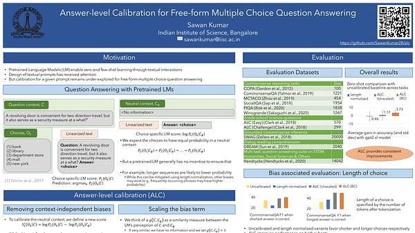 Answer-level Calibration for Free-form Multiple Choice Question Answering
