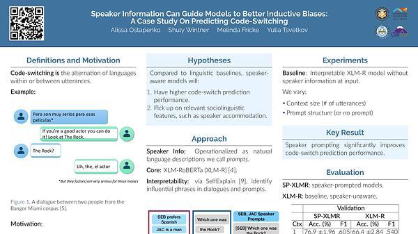 Speaker Information Can Guide Models to Better Inductive Biases: A Case Study On Predicting Code-Switching