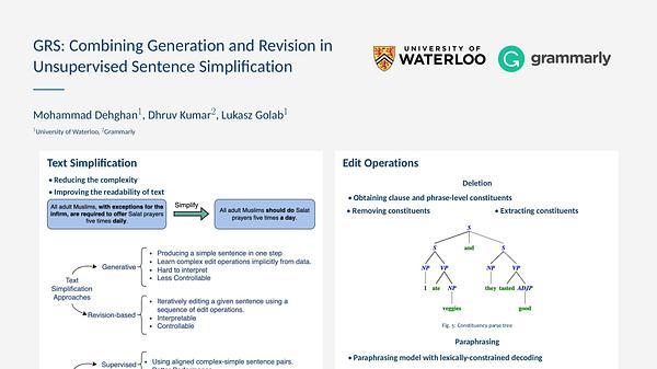 GRS: Combining Generation and Revision in Unsupervised Sentence Simplification