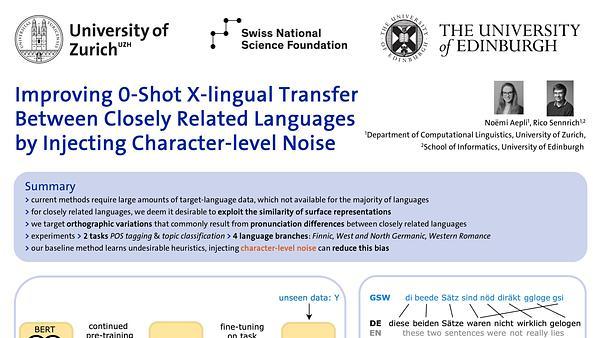 Improving Zero-Shot Cross-lingual Transfer Between Closely Related Languages by Injecting Character-Level Noise