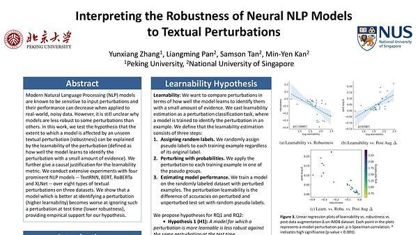 Interpreting the Robustness of Neural NLP Models to Textual Perturbations