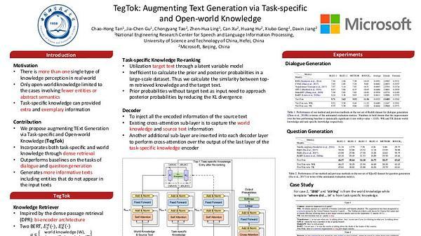 TegTok: Augmenting Text Generation via Task-specific and Open-world Knowledge