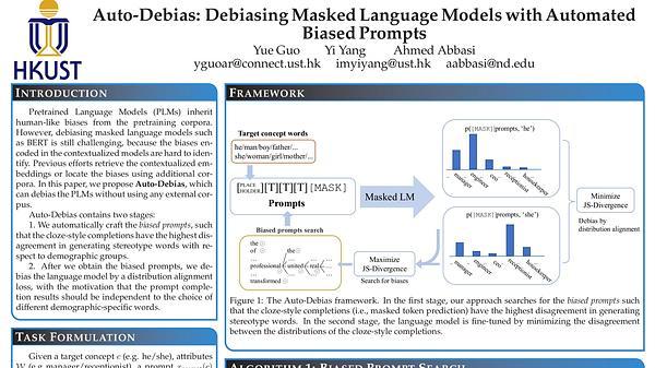 Auto-Debias: Debiasing Masked Language Models with Automated Biased Prompts