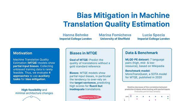 Bias Mitigation in Machine Translation Quality Estimation