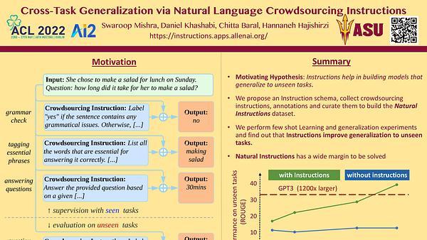 Cross-Task Generalization via Natural Language Crowdsourcing Instructions