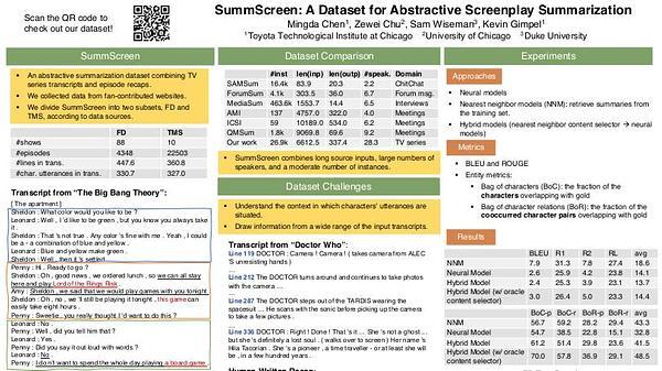 SummScreen: A Dataset for Abstractive Screenplay Summarization