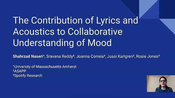The Contribution of Lyrics and Acoustics to Collaborative Understanding of Mood
