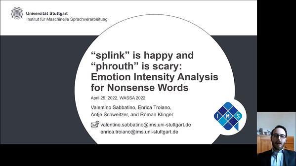 “splink” is happy and “phrouth” is scary: Emotion Intensity Analysis for Nonsense Words