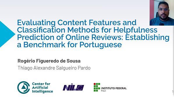 Evaluating Content Features and Classification Methods for Helpfulness Prediction of Online Reviews: Establishing a Benchmark for Portuguese