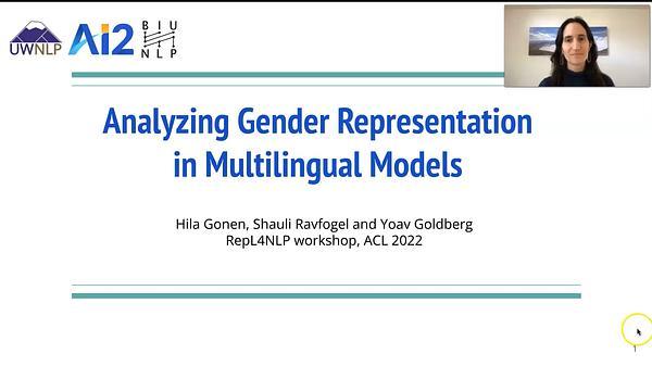 Analyzing Gender Representation in Multilingual Models