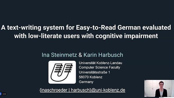 A text-writing system for Easy-to-Read German evaluated with low-literate users with cognitive impairment