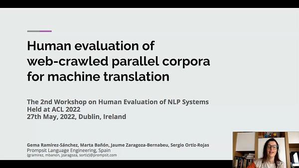 Human evaluation of web-crawled parallel corpora for machine translation