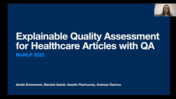 Explainable Assessment of Healthcare Articles with QA