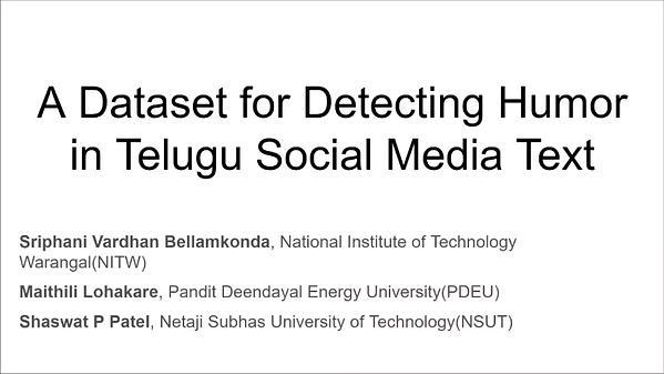 A Dataset for Detecting Humor in Telugu Social Media Text