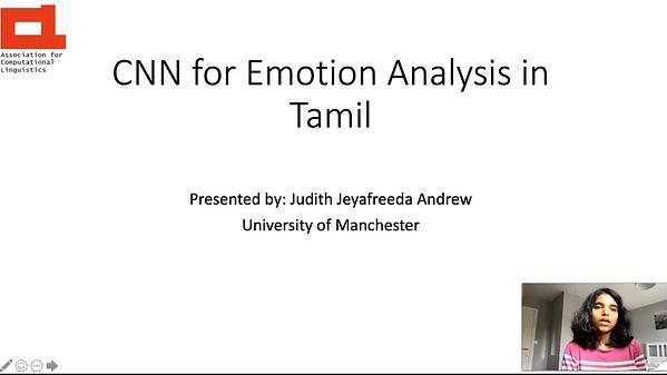CNN for Emotion Analysis in Tamil