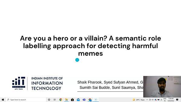 Are you a hero or a villain? A semantic role labelling approach for detecting harmful memes.