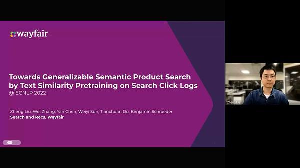 Towards Generalizeable Semantic Product Search by Text Similarity Pre-training on Search Click Logs