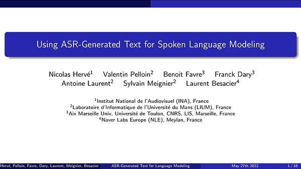 Using ASR-Generated Text for Spoken Language Modeling