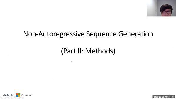 Non-Autoregressive Sequence Generation - Methods