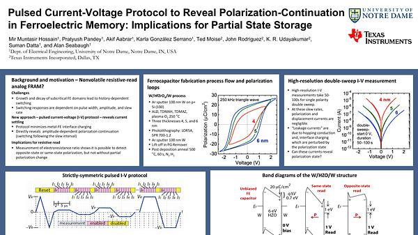 Pulsed Current-Voltage Protocol to Reveal Polarization-Continuation in Ferroelectric Memory Implications for Partial State Storage