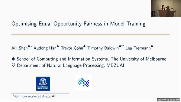 Optimising Equal Opportunity Fairness in Model Training