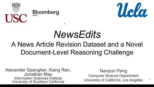 NewsEdits: A News Article Revision Dataset and a Novel Document-Level Reasoning Challenge