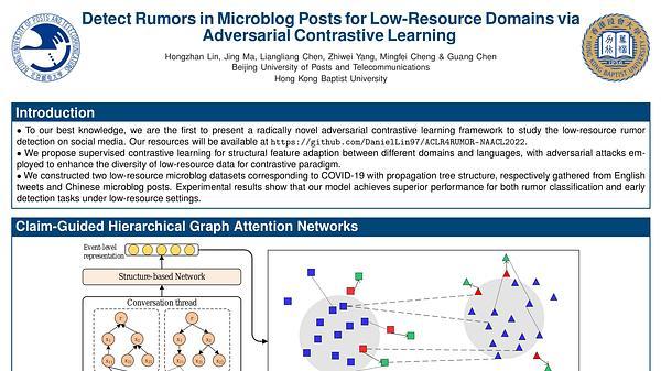 Detect Rumors in Microblog Posts for Low-Resource Domains via Adversarial Contrastive Learning