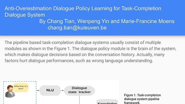 Anti-Overestimation Dialogue Policy Learning for Task-Completion Dialogue System