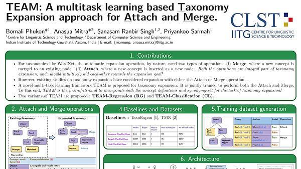 TEAM:  A multitask learning based Taxonomy Expansion approach for Attach and Merge