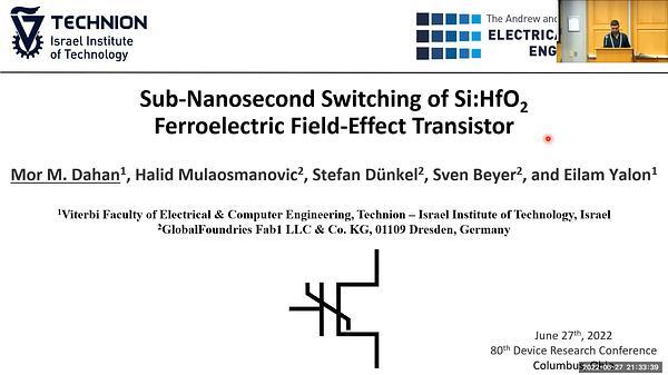 Sub-Nanosecond Switching of Si:HfO2 Ferroelectric Field-Effect Transistor