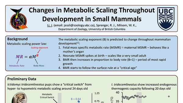 Changes in Metabolic Scaling Throughout Development in Small Mammals