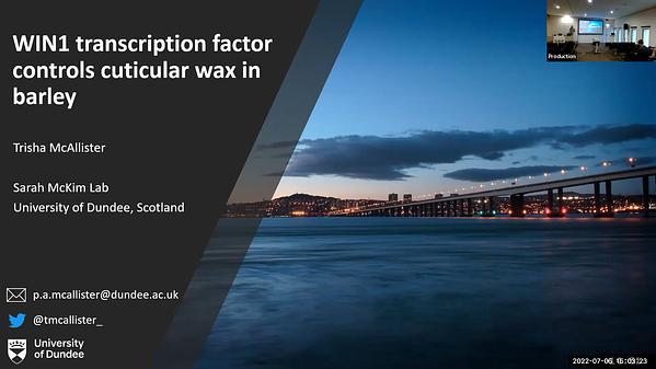 Identification of a key regulator controlling cuticular wax in barley