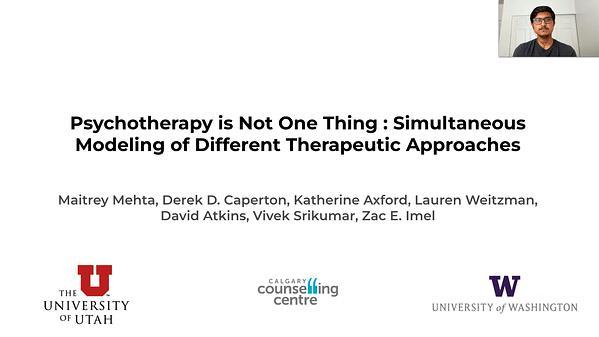 Psychotherapy is Not One Thing: Simultaneous Modeling of Different Therapeutic Approaches