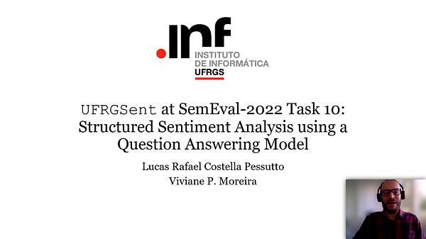 UFRGSent at SemEval-2022 Task 10: Structured Sentiment Analysis using a Question Answering