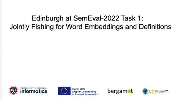 Edinburgh at SemEval-2022 Task 1: Jointly Fishing for Word Embeddings and Definitions