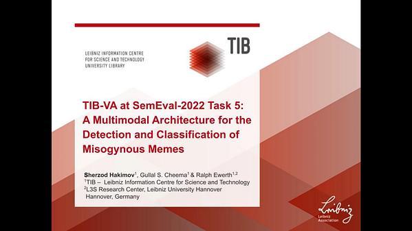 TIB-VA at SemEval-2022 Task 5: A Multimodal Architecture for the Detection and Classification of Misogynous Memes