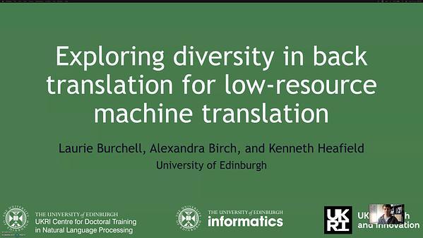 Exploring diversity in back translation for low-resource machine translation
