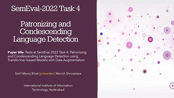 Tesla at SemEval-2022 Task 4: Patronizing and Condescending Language
Detection using Transformer-based Models with Data Augmentation