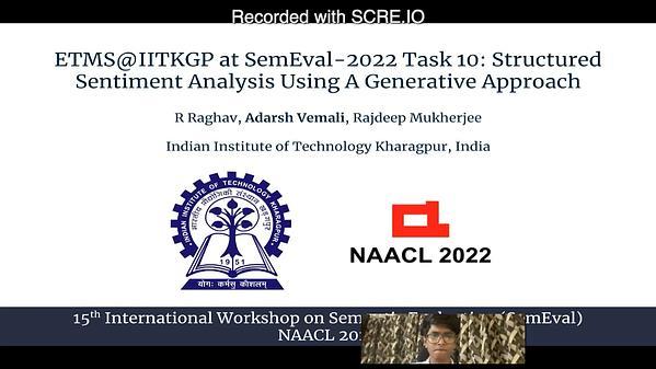 ETMS@IITKGP at SemEval-2022 Task 10: Structured Sentiment Analysis Using A Generative Approach