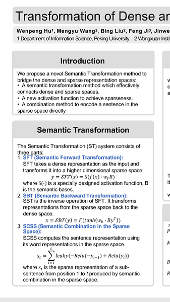 Transformation of Dense and Sparse Text Representations