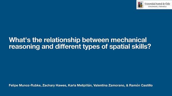 What's the relationship between mechanical reasoning and different types of spatial skills?