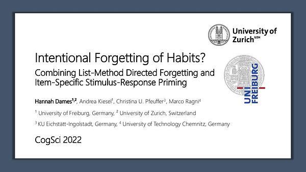 Intentional Forgetting of Habits? Combining List-Method Directed Forgetting and Item-Specific Stimulus-Response Priming