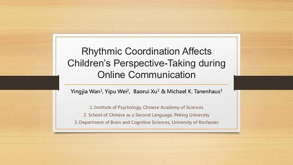 Rhythmic Coordination Affects Children’s Perspective-Taking during Online Communication