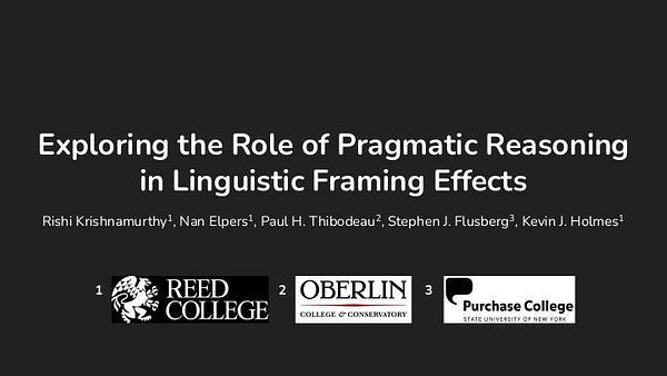 Exploring the Role of Pragmatic Reasoning in Linguistic Framing Effects