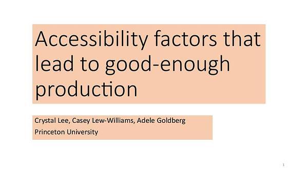 Accessibility factors that lead to good-enough language production
