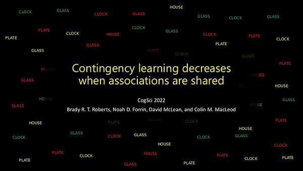 Contingency learning decreases when associations are shared