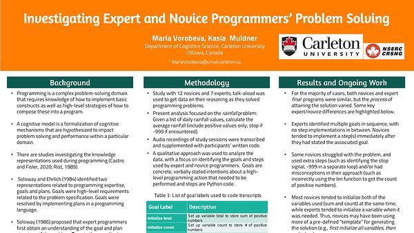Investigating Expert and Novice Programming Problem Solving
