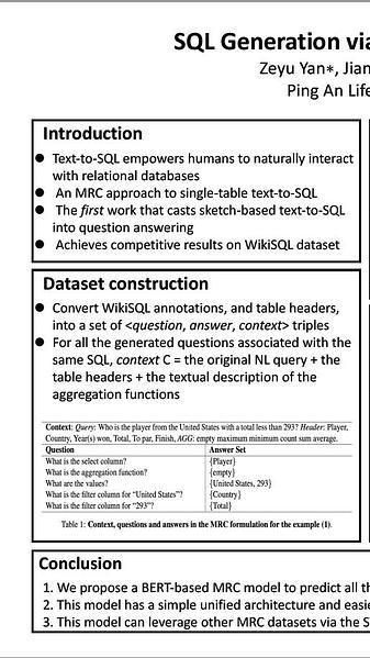 SQL Generation via Machine Reading Comprehension