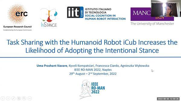 Task sharing with the humanoid robot iCub increases the likelihood of adopting the intentional stance